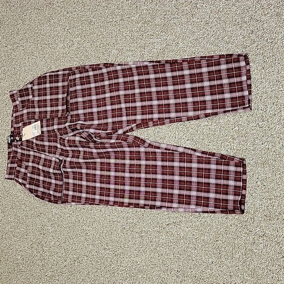 Missguided Pants - Missguided women's burgundy plaid pants. NWT sz 4 pet  Polyester/cotton
